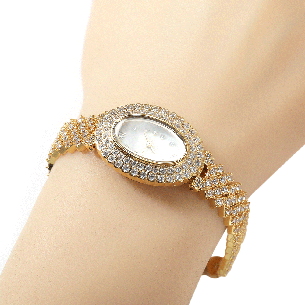 2023 New Design Oval Watch Brass Zircon Watch Women Luxurious Wholesale Price Waterproof Jewelry For Women