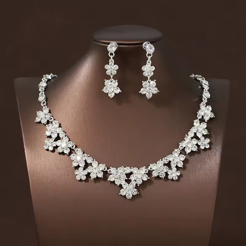 Original Shiny Diamond Bridal Necklace Jewelry Set Happiness Hot Chain Wedding Accessories Fine Jewelry Jewelry Sets